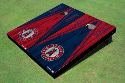 Los Angeles Angels Circle Alternating Wood Look Triangle Cornhole Boards