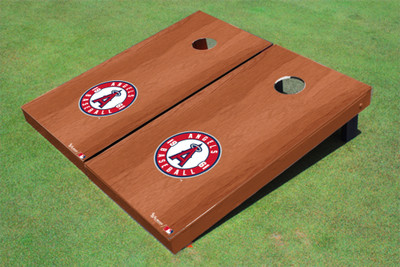 Los Angeles Angels Circle Solid Rosewood Cornhole Boards