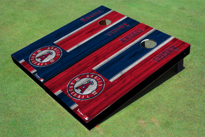 Los Angeles Angels Circle Alternating Wood Look Long Stripe Custom Cornhole Boards