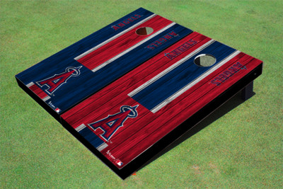 Los Angeles Angels A Alternating Wood Look Long Stripe Custom Cornhole Boards Los Angeles Angels A Alternating Wood Look Long Stripe Custom Cornhole Boards