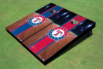 Texas Rangers Circle Field Long Stripe Alternating Themed Cornhole Boards