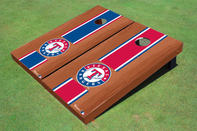 Texas Rangers Circle Rosewood Alternating Long Stripe Cornhole Boards
