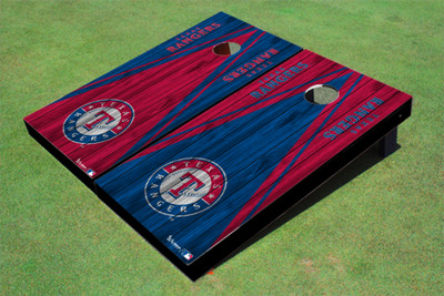 Texas Rangers Circle Alternating Wood Look Triangle Cornhole Boards Texas Rangers Circle Alternating Wood Look Triangle Cornhole Boards