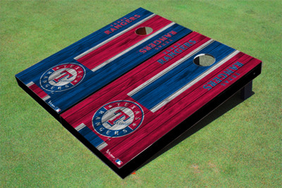 Texas Rangers Circle Alternating Wood Look Long Stripe Custom Cornhole Boards