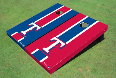 Texas Rangers T Alternating Long Stripe Cornhole Boards Texas Rangers T Alternating Long Stripe Cornhole Boards