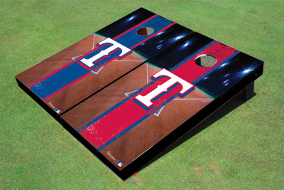 Texas Rangers T Field Long Stripe Alternating Themed Cornhole Boards