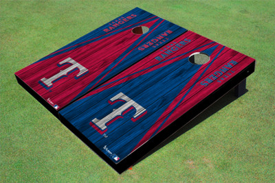 Texas Rangers T Alternating Wood Look Triangle Cornhole Boards