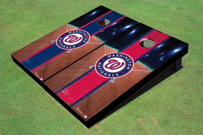 Washington Nationals Circle Field Long Stripe Alternating Themed Cornhole Boards