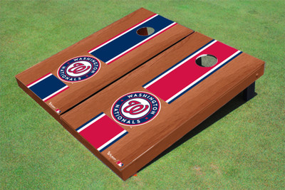 Washington Nationals Circle Rosewood Alternating Long Stripe Cornhole Boards Washington Nationals Circle Rosewood Alternating Long Stripe Cornhole Boards