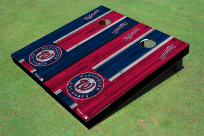 Washington Nationals Circle Alternating Wood Look Long Stripe Custom Cornhole Boards