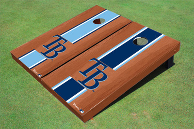 Tampa Bay Rays TB Rosewood Alternating Long Stripe Cornhole Boards