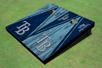 Tampa Bay Rays TB Alternating Wood Look Triangle Cornhole Boards
