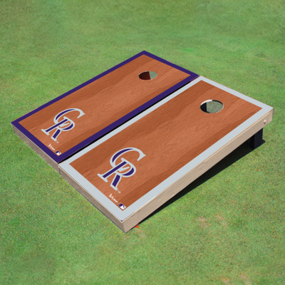 Colorado Rockies CR Rosewood Alternating Border Cornhole Boards