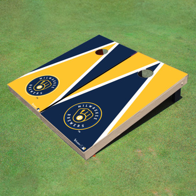 Milwaukee Brewers Ball N Glove Alternating Triangle Cornhole Boards Milwaukee Brewers Ball N Glove Alternating Triangle Cornhole Boards