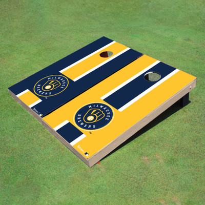 Milwaukee Brewers Ball N Glove Alternating Long Stripe Cornhole Boards