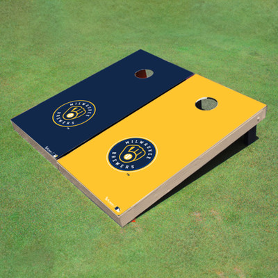Milwaukee Brewers Ball N Glove Alternating Solid Cornhole Boards