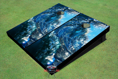 Dark Blue Wave Custom Cornhole Board Dark Blue Wave Custom Cornhole Board