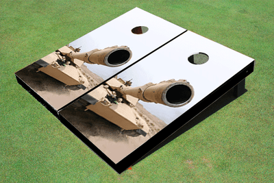 Tank Cannon Close Custom Cornhole Board Tank Cannon Close Custom Cornhole Board