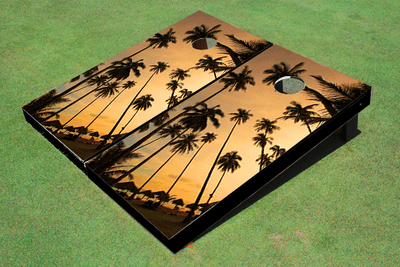 Palm Sun Set Custom Cornhole Board Palm Sun Set Custom Cornhole Board