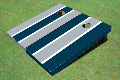 Gray And Navy Alternating Long Stripe Custom Cornhole Board Gray And Navy Alternating Long Stripe Custom Cornhole Board