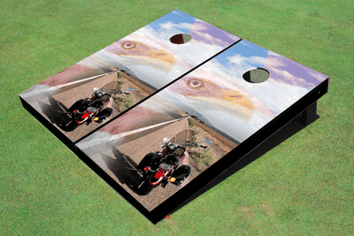 Biker With Eagle Custom Cornhole Board