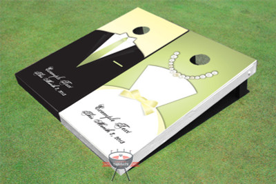 Tux and Dress Wedding Custom Cornhole Board Tux and Dress Wedding Custom Cornhole Board