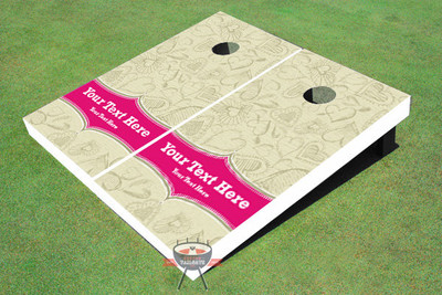 Doodle 3 Wedding Custom Cornhole Board
