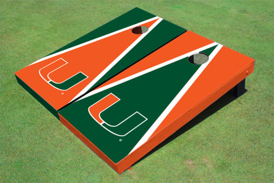 University Of Miami Alternating Triangle Cornhole Boards University Of Miami Alternating Triangle Cornhole Boards