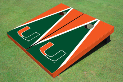 University Of Miami Hunter And Orange Matching Triangle Cornhole Boards