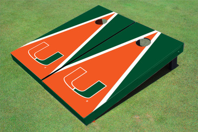 University Of Miami Orange And Hunter Matching Triangle Cornhole Boards University Of Miami Orange And Hunter Matching Triangle Cornhole Boards