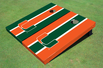 University Of Miami Alternating Long Stripe Cornhole Boards University Of Miami Alternating Long Stripe Cornhole Boards