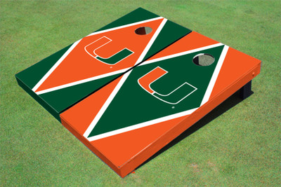 University Of Miami Alternating Diamond Cornhole Boards University Of Miami Alternating Diamond Cornhole Boards