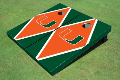 University Of Miami Orange And Hunter Matching Diamond Cornhole Boards