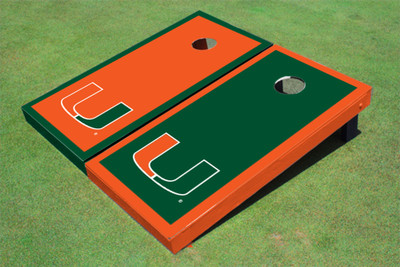 University Of Miami Alternating Border Cornhole Boards
