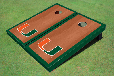 University Of Miami Hunter Rosewood Matching Border Cornhole Boards
