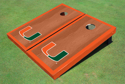 University Of Miami Orange Rosewood Matching Borders Cornhole Boards