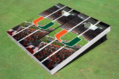 University Of Miami Stadium Long Stripe Themed Cornhole Boards