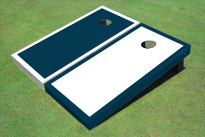 White And Navy Alternating Border Custom Cornhole Board White And Navy Alternating Border Custom Cornhole Board