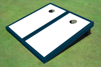 White And Navy Matching Border Custom Cornhole Board White And Navy Matching Border Custom Cornhole Board