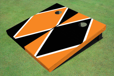 Black And Orange Alternating Diamond Custom Cornhole Board Black And Orange Alternating Diamond Custom Cornhole Board
