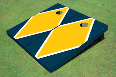 Yellow And Navy Matching Diamond Custom Cornhole Board Yellow And Navy Matching Diamond Custom Cornhole Board