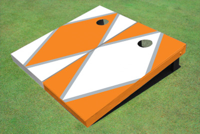White And Orange Alternating Diamond Custom Cornhole Board White And Orange Alternating Diamond Custom Cornhole Board