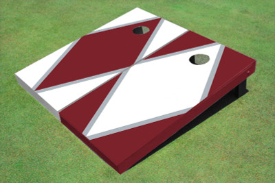 White And Maroon Alternating Diamond Custom Cornhole Board