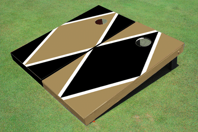 Black And Gold Alternating Diamond Custom Cornhole Board Black And Gold Alternating Diamond Custom Cornhole Board