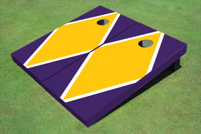 Yellow And Purple Matching Diamond Custom Cornhole Board Yellow And Purple Matching Diamond Custom Cornhole Board