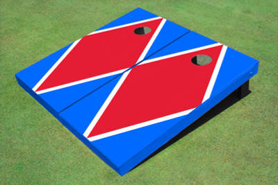 Red And Royal Matching Diamond Custom Cornhole Board Red And Royal Matching Diamond Custom Cornhole Board