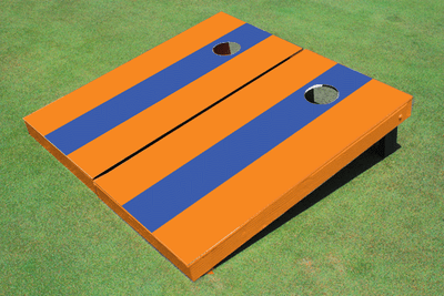 Royal And Orange Matching Long Stripe No Stripe Custom Cornhole Board Royal And Orange Matching Long Stripe No Stripe Custom Cornhole Board