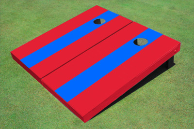 Royal And Red Matching Long Stripe No Stripe Custom Cornhole Board Royal And Red Matching Long Stripe No Stripe Custom Cornhole Board