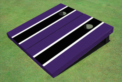 Black And Purple Matching Long Stripe Custom Cornhole Board