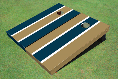 Dark Gold And Navy Alternating Long Stripe Custom Cornhole Board Dark Gold And Navy Alternating Long Stripe Custom Cornhole Board
